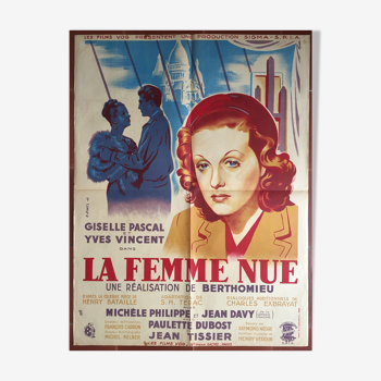 Affiche cinéma "La Femme nue" Montmartre, peintre 60x80cm 1949