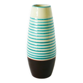 Vase en céramique, bleu et marron, Keralit, Tchécoslovaquie, 1960