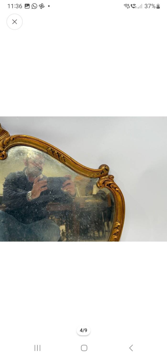 Antique mirror, 20th century, Louis XV style, gilded.