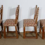 Suite of 4 oak chairs, monastic taste – early twentieth