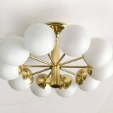 German brass ceiling lamp in mid-century modern space style by Kaiser Leuchten, 1960s.