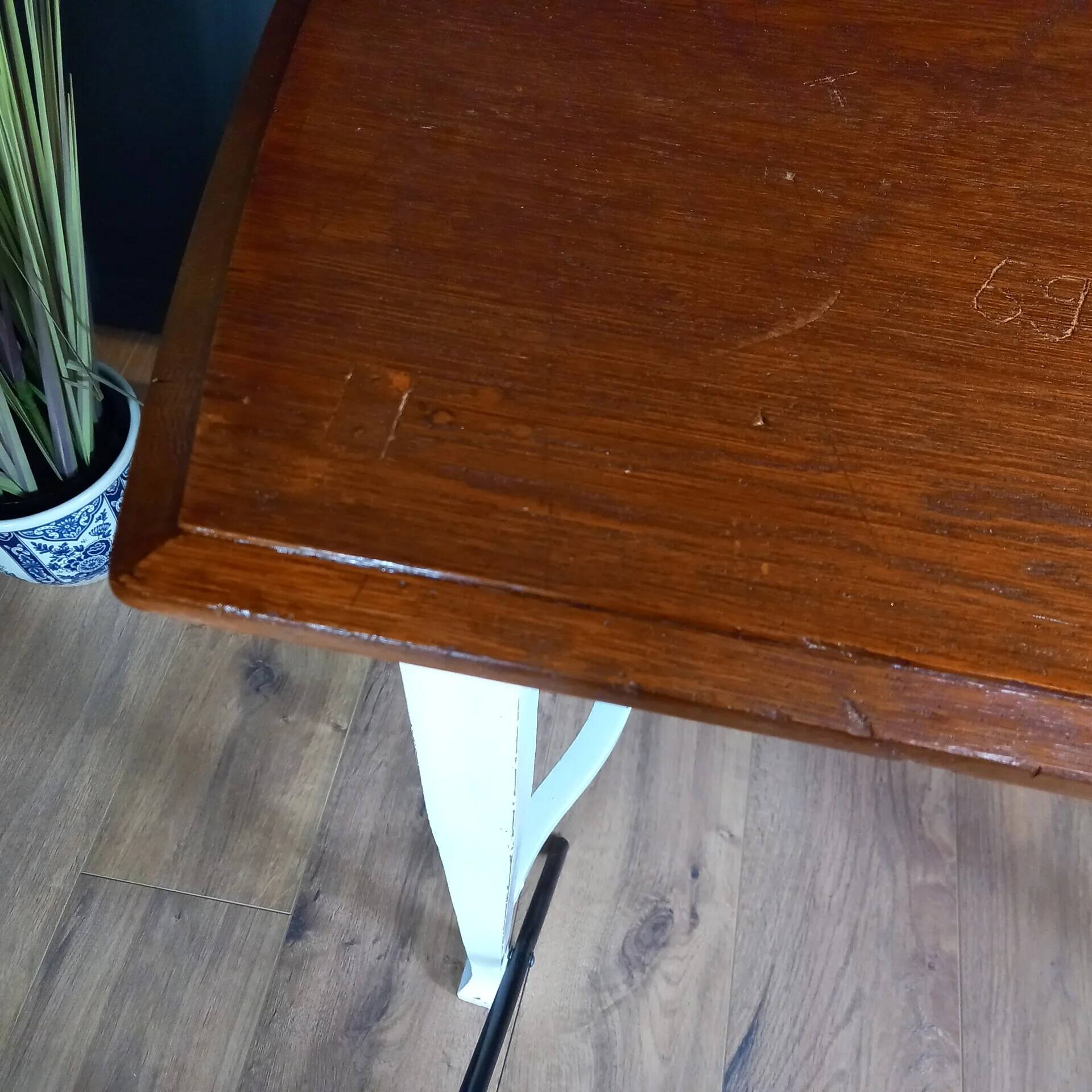 English dairy table With Graffiti on the Top