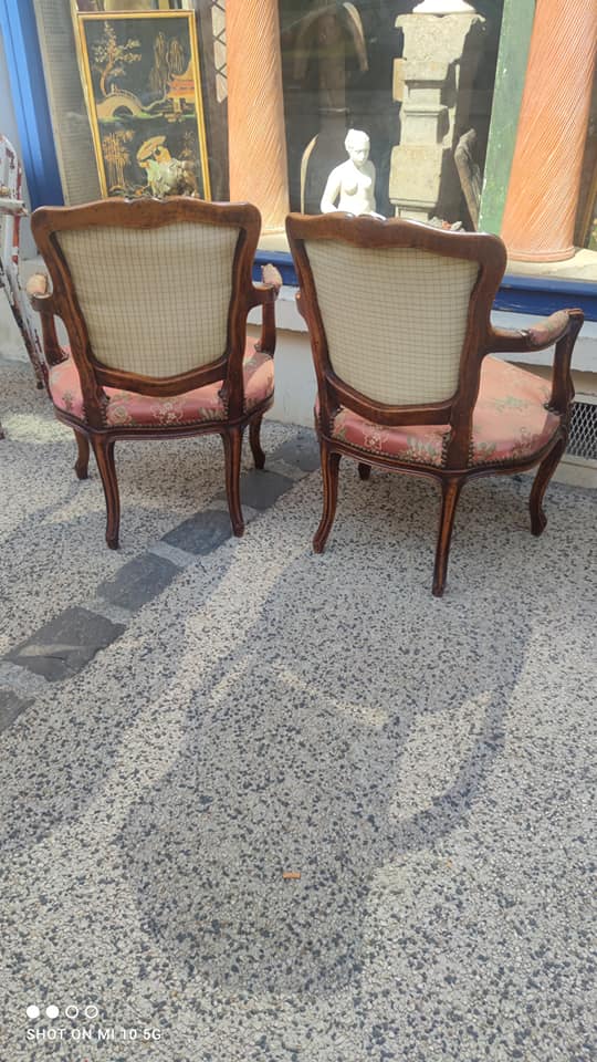 Pair of Louis XV style cabriolet armchairs