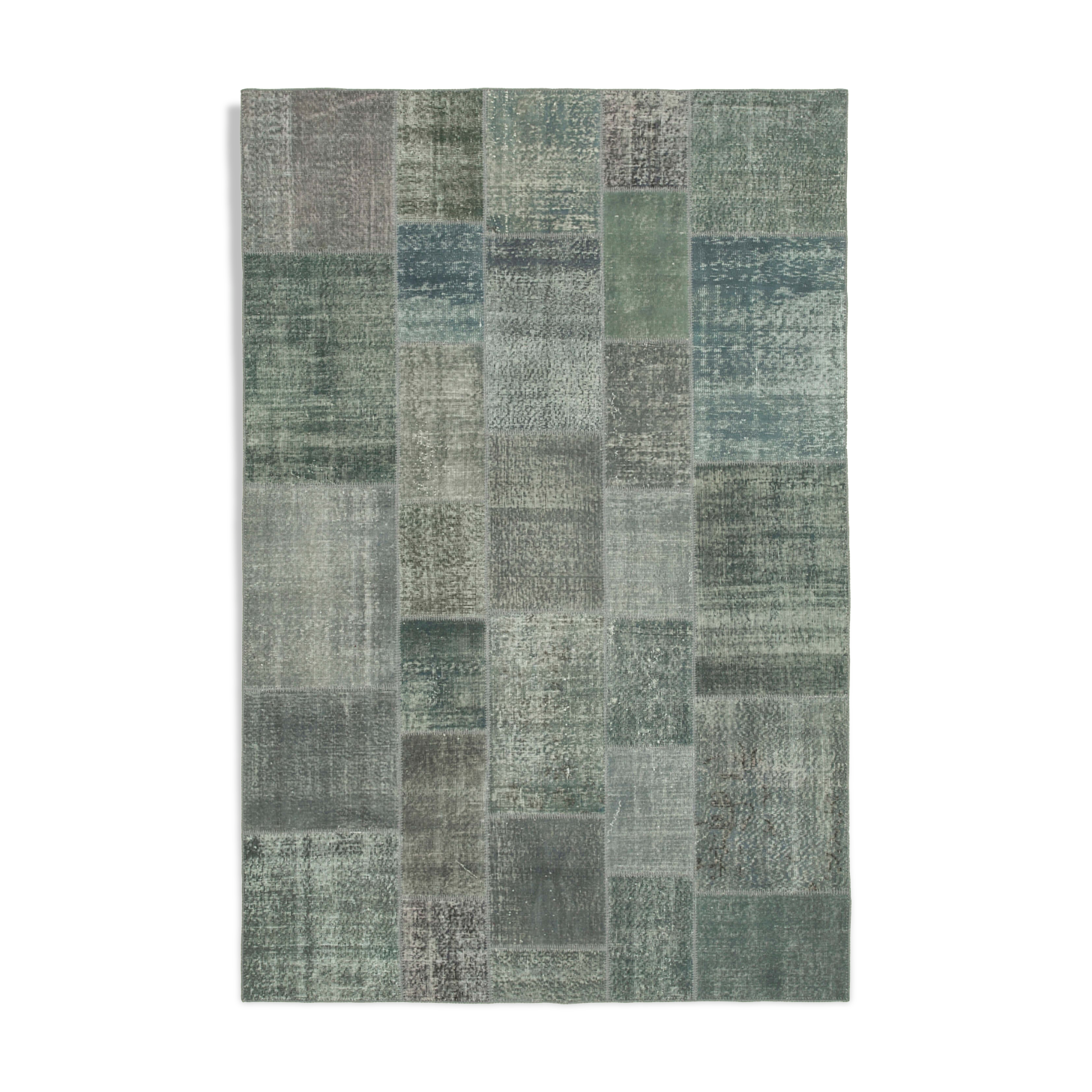 Handmade turkish overdyed 200 cm x 300 cm grey patchwork carpet