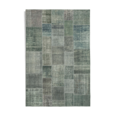 Handmade turkish overdyed 200 cm x 300 cm grey patchwork carpet