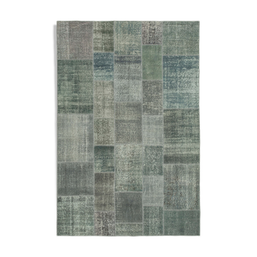 Handmade turkish overdyed 200 cm x 300 cm grey patchwork carpet