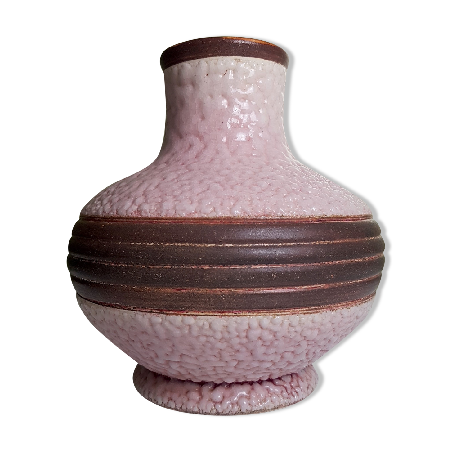 Vase Art Déco rose granité et brun