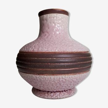 Vase Art Déco rose granité et brun