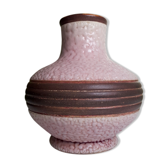 Vase Art Déco rose granité et brun
