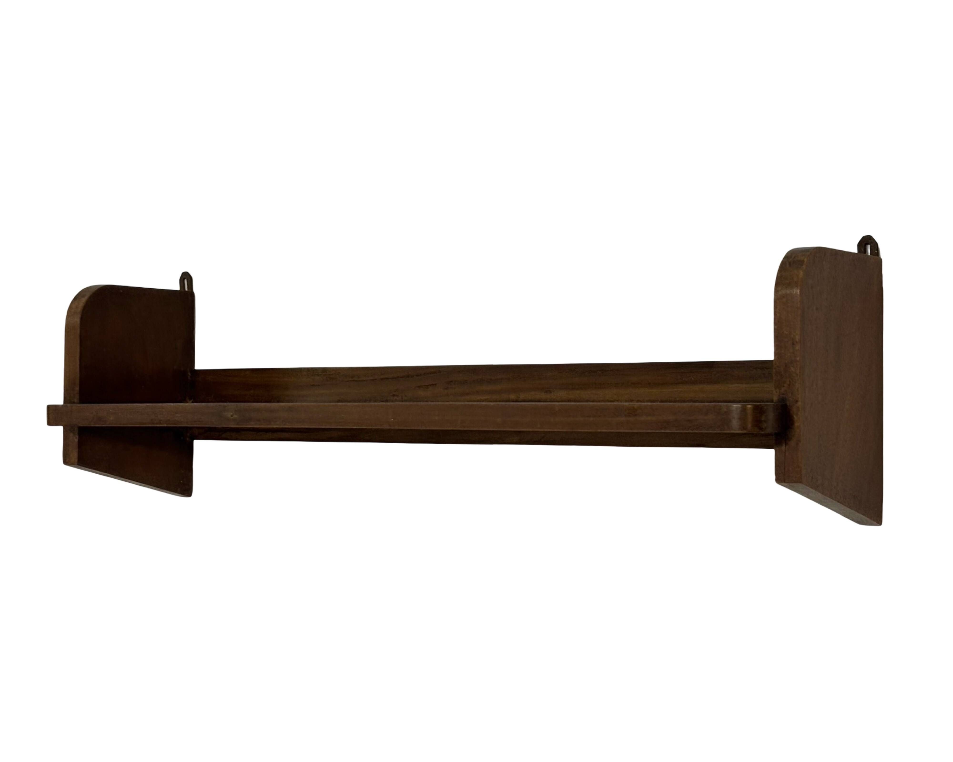 Vintage wooden wall shelve rack bookshelf in oak wood minimalist