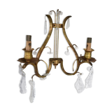 Art deco wall lamp with beveled stamps in gilded brass
