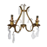 Art deco wall lamp with beveled stamps in gilded brass