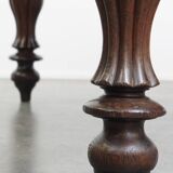 Antique English Oak Writing Desk / Partner Desk with a Leather Top