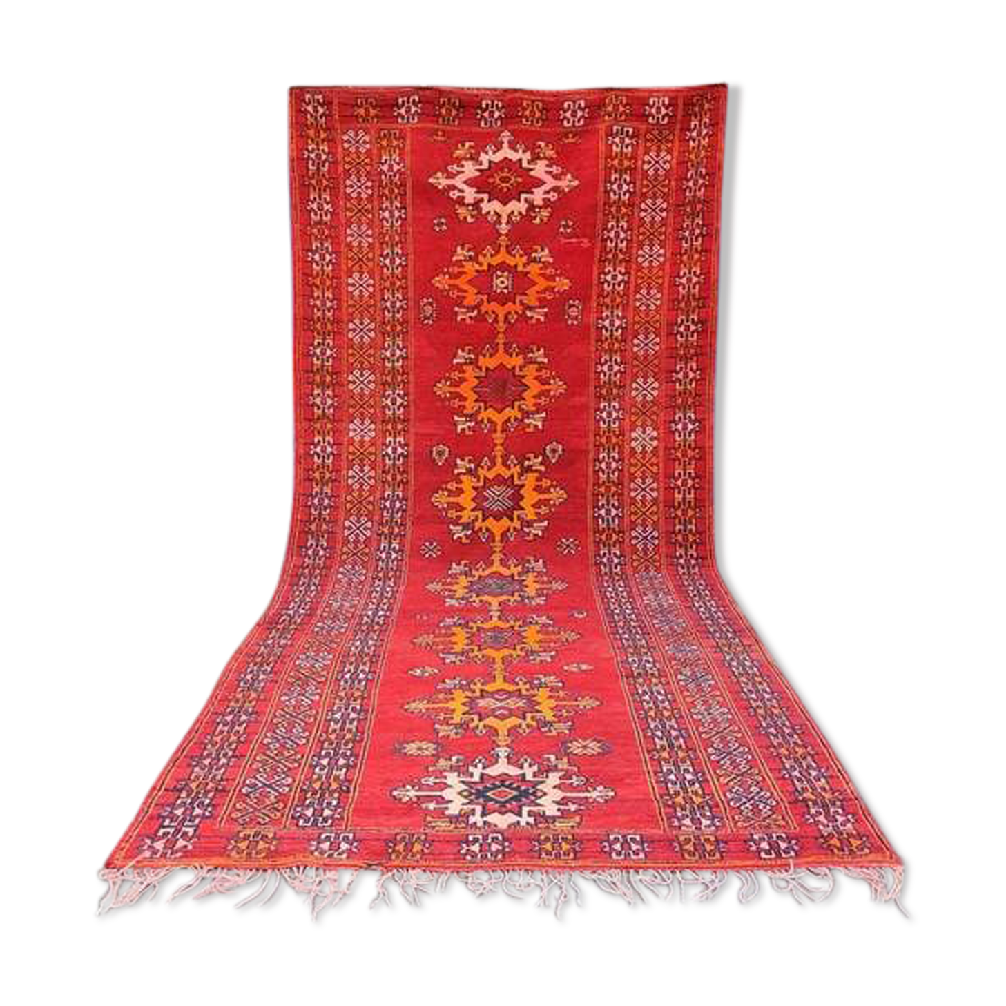 Tapis berbère rouge vintage 185x380 cm