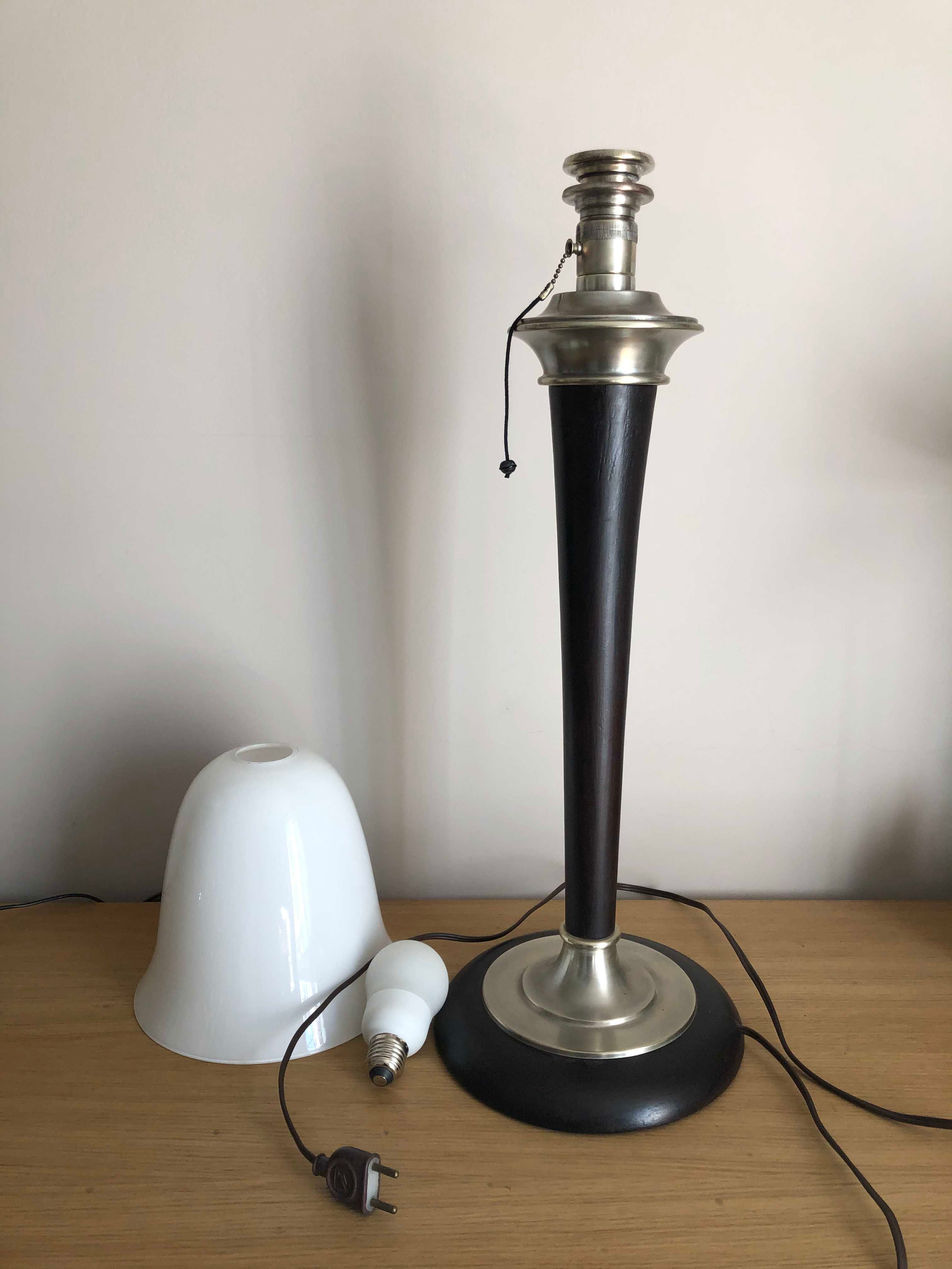 lampe Mazda bois et opaline 1930/1940