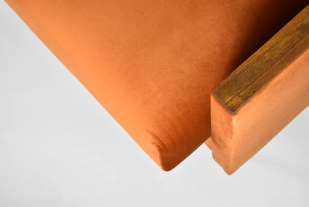 Foldable sofa, reddish velvet, restored, 1960s