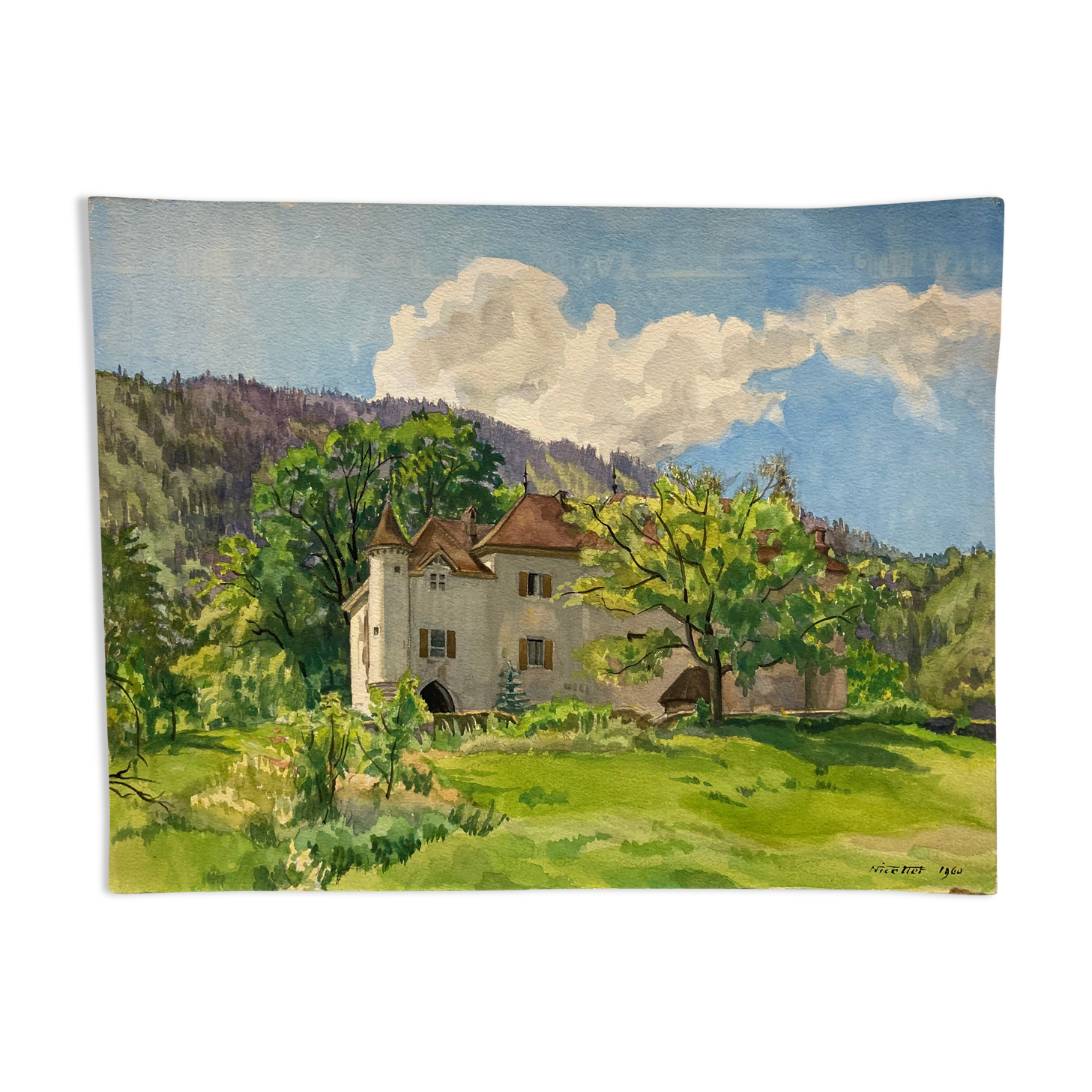 Watercolor vintage landscape