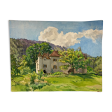 Watercolor vintage landscape