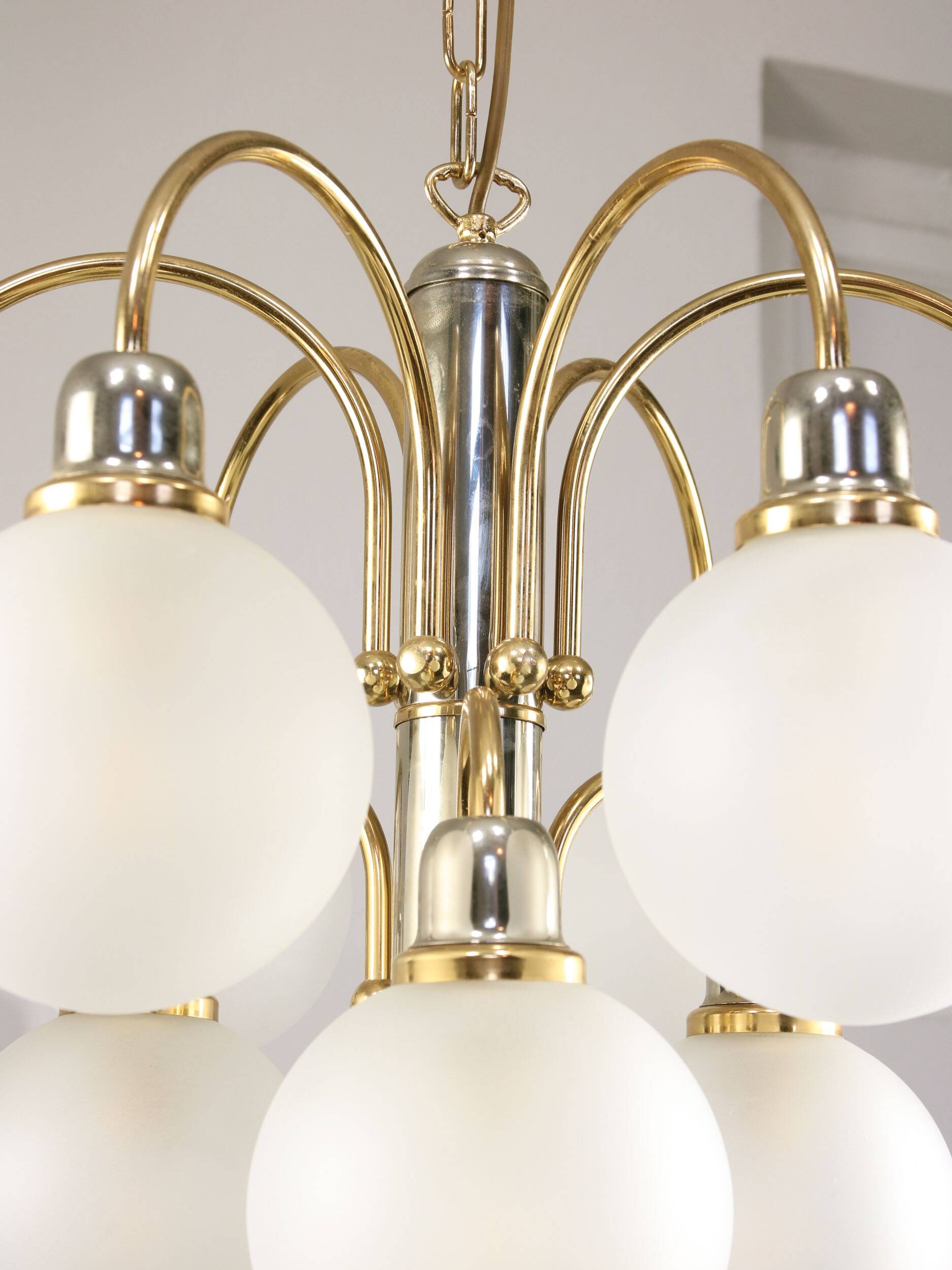 Vintage Orion Brass Ball Chandelier: Mid-Century Modern Sputnik Lighting