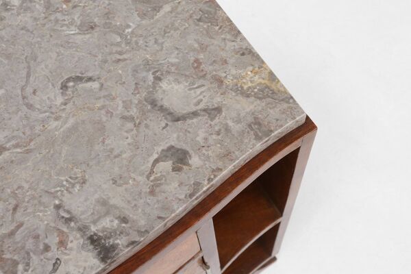 Cabinet Art Déco en bois avec dessus en marbre, France, années 1930