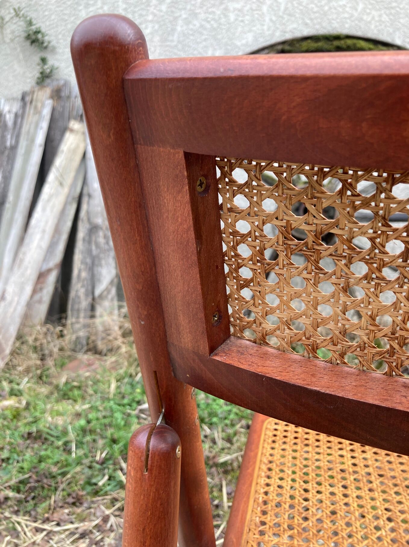 Pair of Italian folding chairs in vintage canning