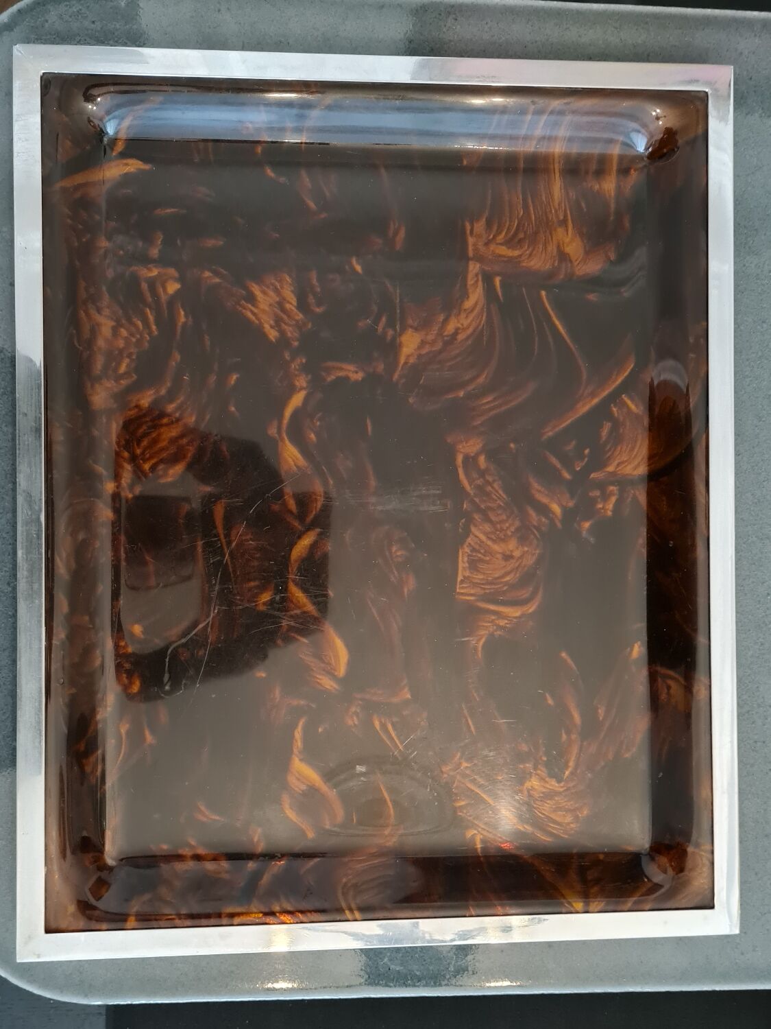 Lucite tortoiseshell and silver metal style