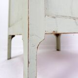 Vintage Green patinated wood Pedestal Cabinet Storage