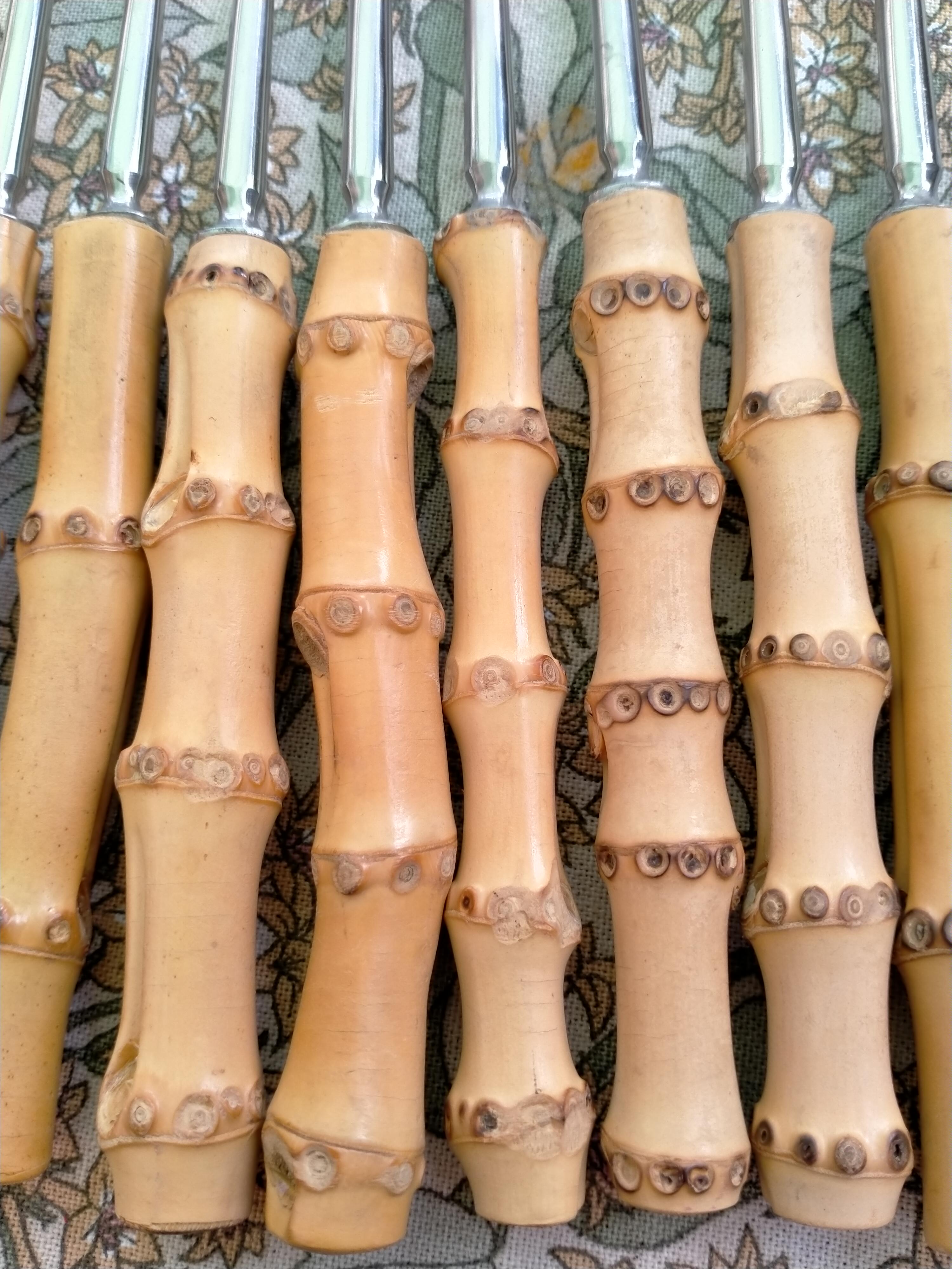 Set of vintage bamboo cutlery