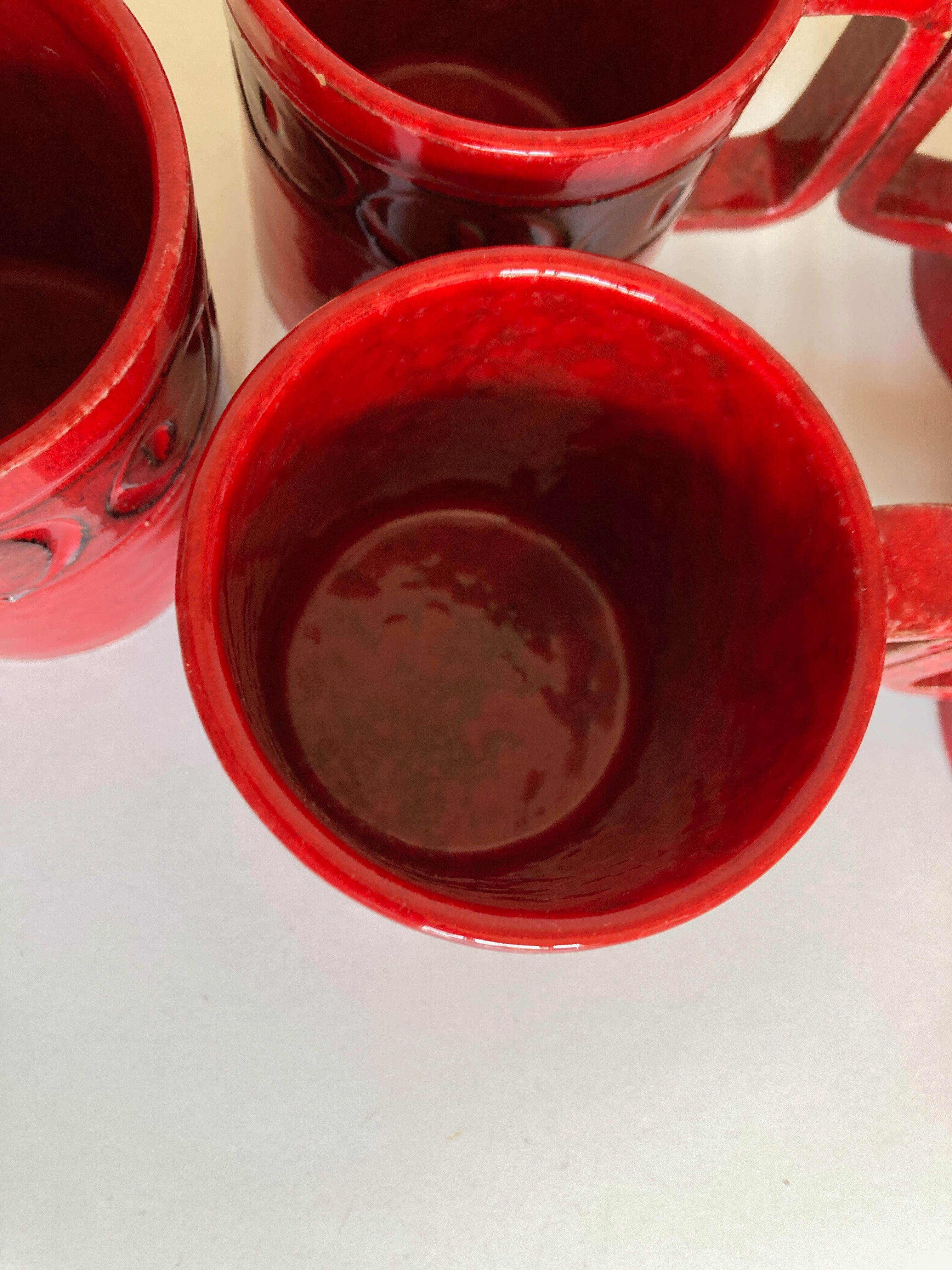 Set of 6 mugs in glazed earth Bitossi Italy 1960