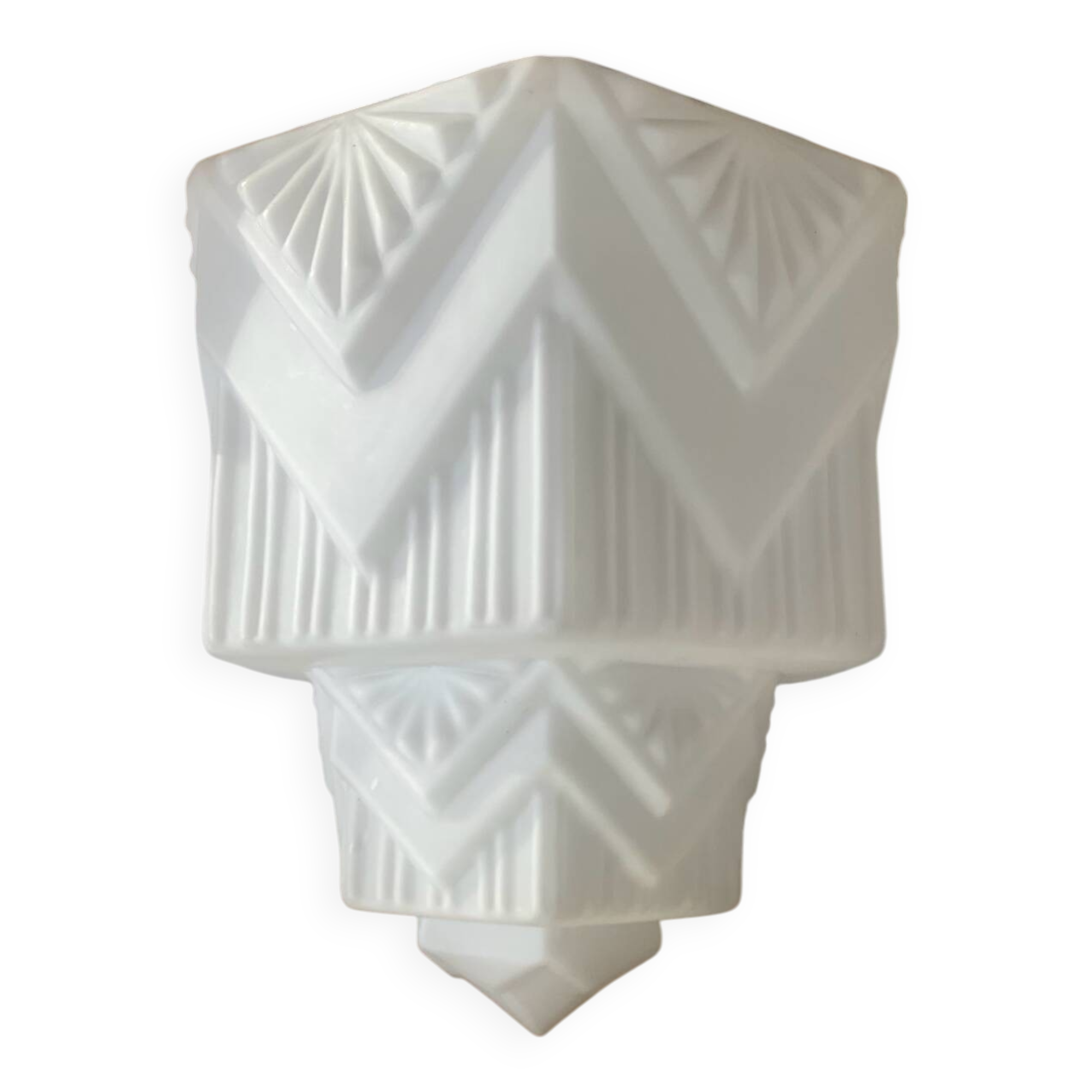 Art Deco Skycrapper ceiling light in opaline glass
