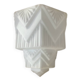 Art Deco Skycrapper ceiling light in opaline glass