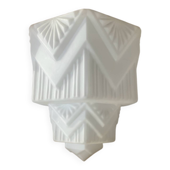 Art Deco Skycrapper ceiling light in opaline glass