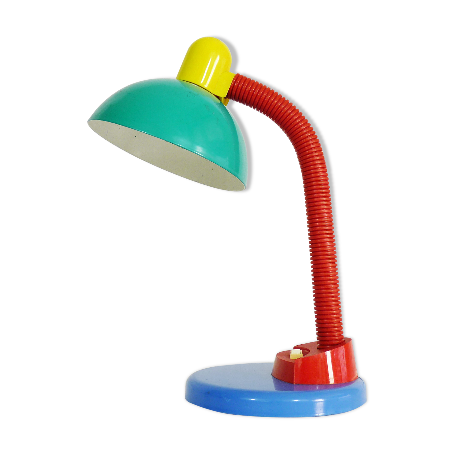 Lampe Aluminor flexible style Memphis en métal et plastique.Année 80