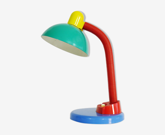 Lampe Aluminor flexible style Memphis en métal et plastique.Année 80