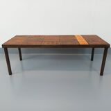 Vintage rectangular coffee table by Jean Jaffeux in steel and ceramic from the 60s