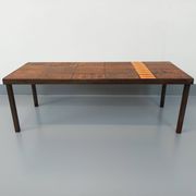 Vintage rectangular coffee table by Jean Jaffeux in steel and ceramic from the 60s
