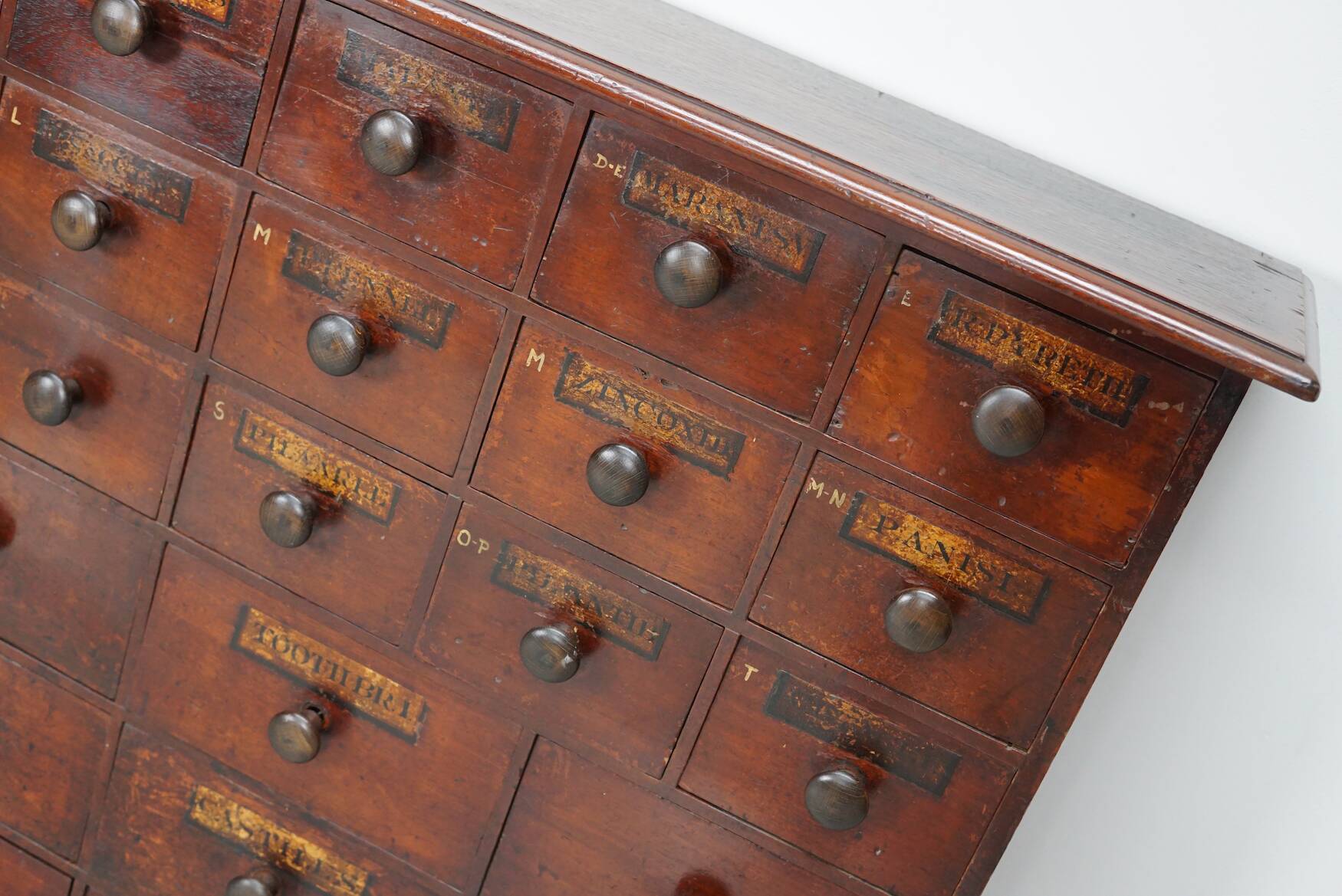 Antique Hardwood Apothecary Cabinet / Bank of Drawers, England, 19th Centur
