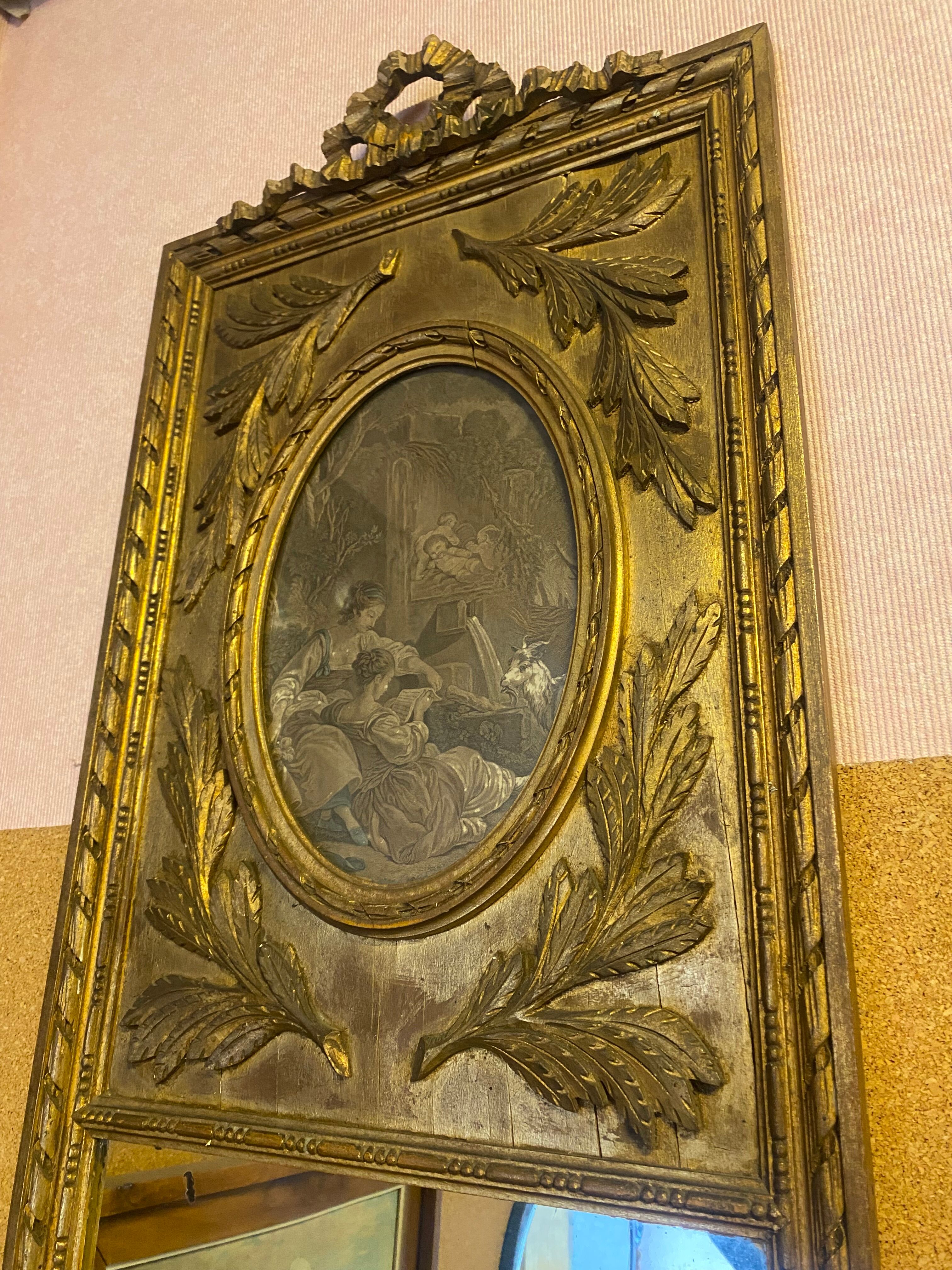 Console and trumeau, Louis XVI style in gilded wood