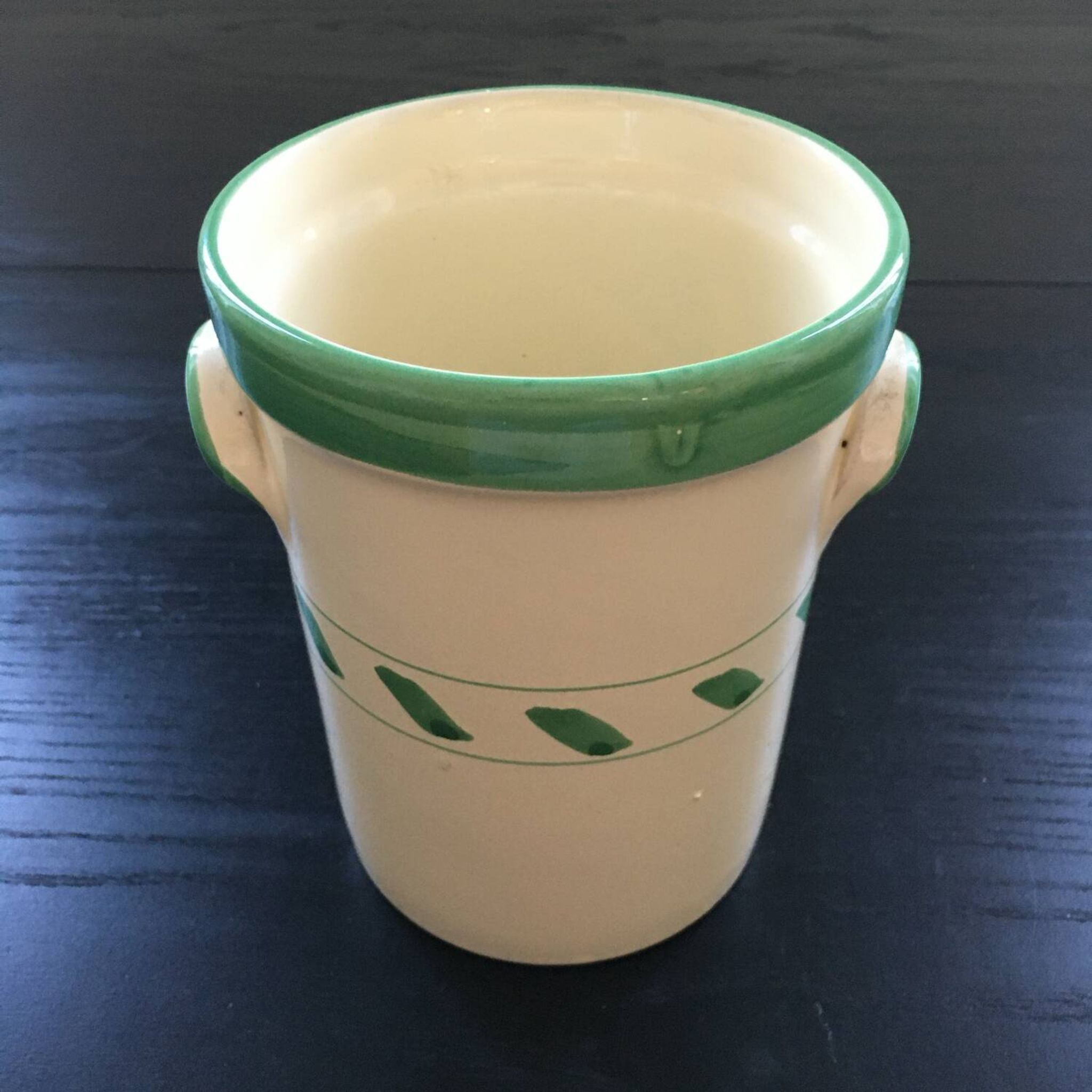 Seau à glace en faïence jaune et verte