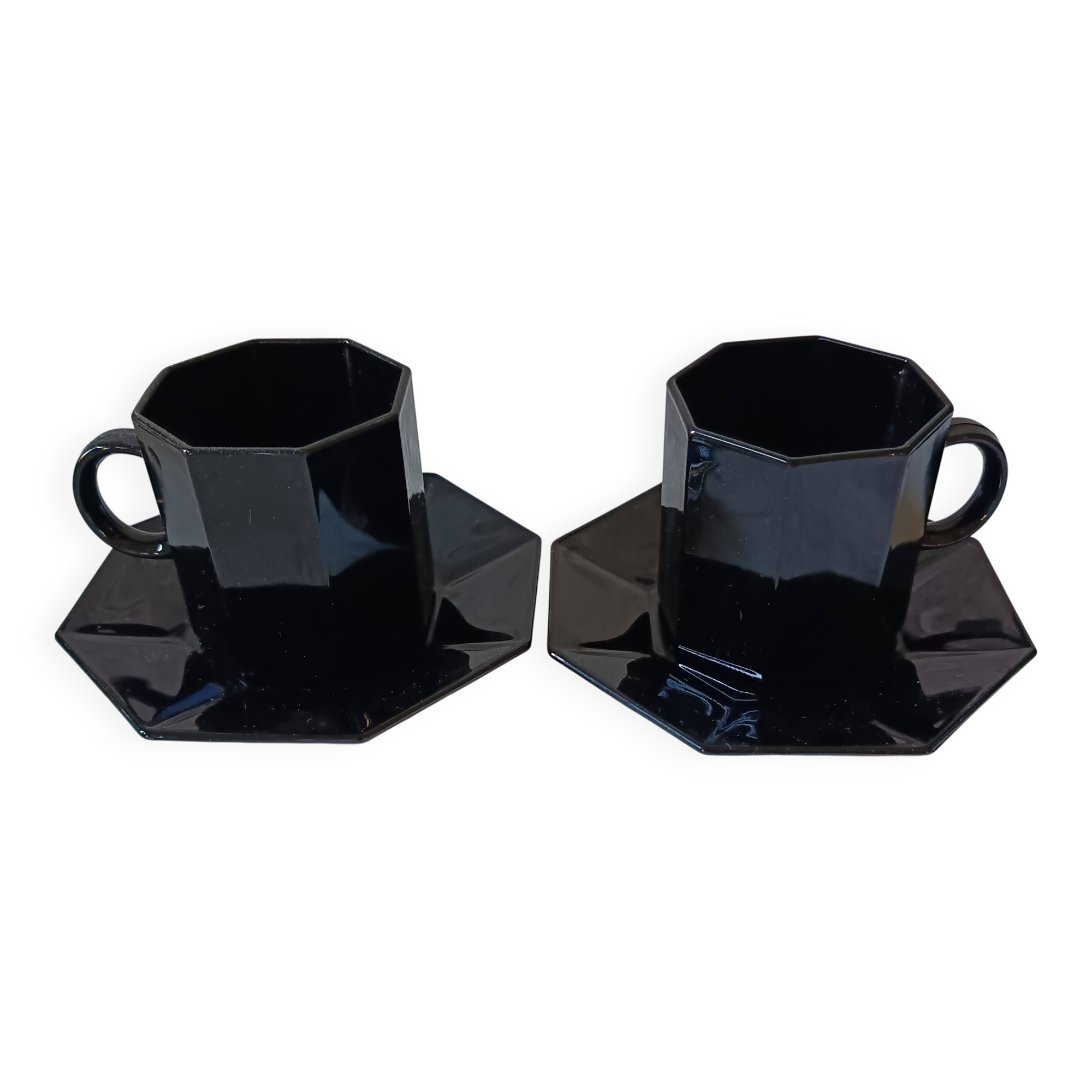 2 large opaline cups French Vintage Arcoroc Model Octime