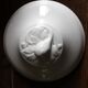 Antique soup tureen, white earthenware, with stopper decoration.