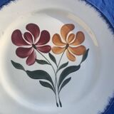 Cake dish E. Charbonnier, Salins, Terre de Fer, countryside model, made in France, flower motif