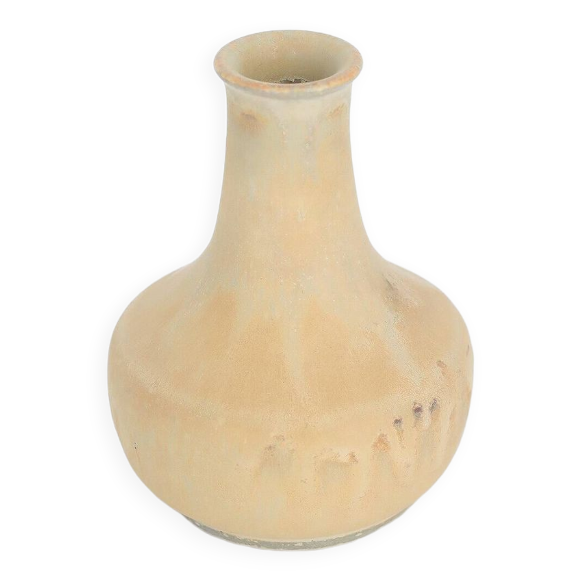 Small modern mid-century Scandinavian collection vase in sandy brown stoneware by Gunnar Borg.