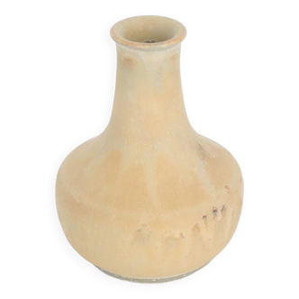 Petit vase de collection scandinave moderne du milieu du siècle en grès brun sable par Gunnar Borg