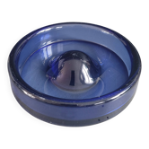 Vide-poche ou cendrier vintage en verre bleu