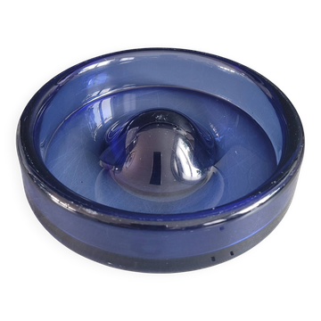 Vide-poche ou cendrier vintage en verre bleu