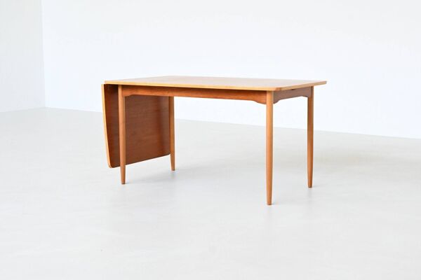 Table à manger à abattants Hans Wegner en bois de plage et teck Danemark 1950