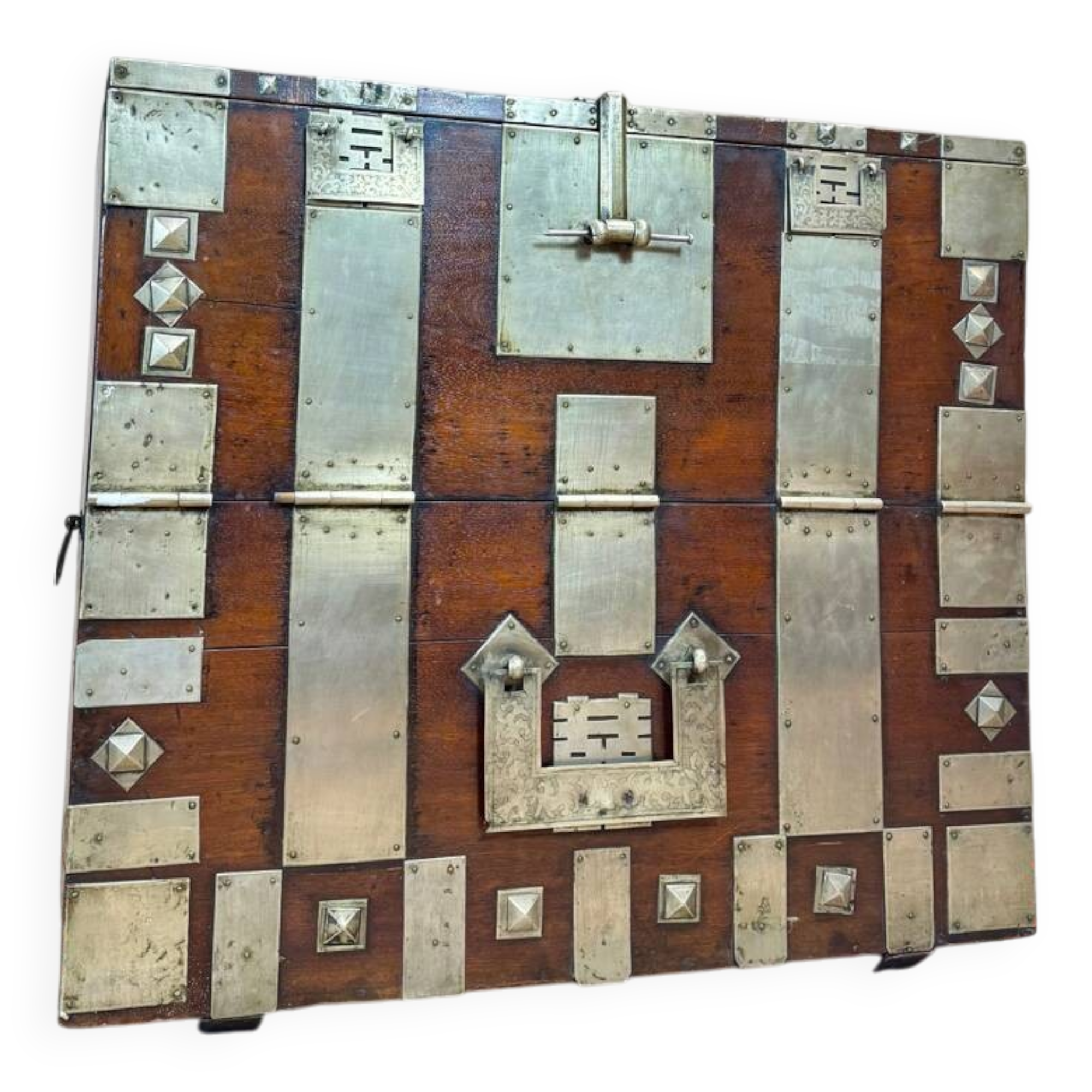19th Century Korean Wooden and Brass Storage Chest