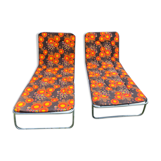 Pair of vintage sunbeds