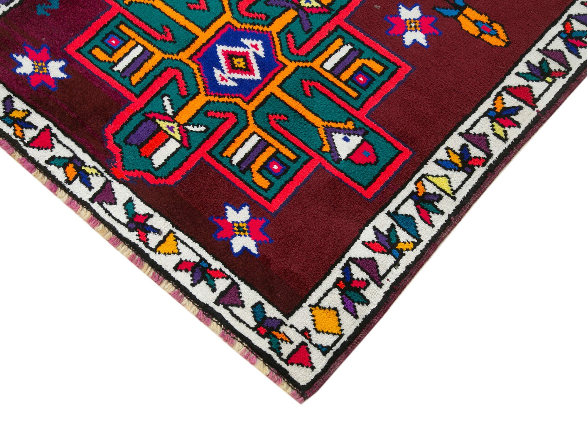 Handmade Distressed Oriental Multicolor Runner Carpet 90 cm x 332 cm